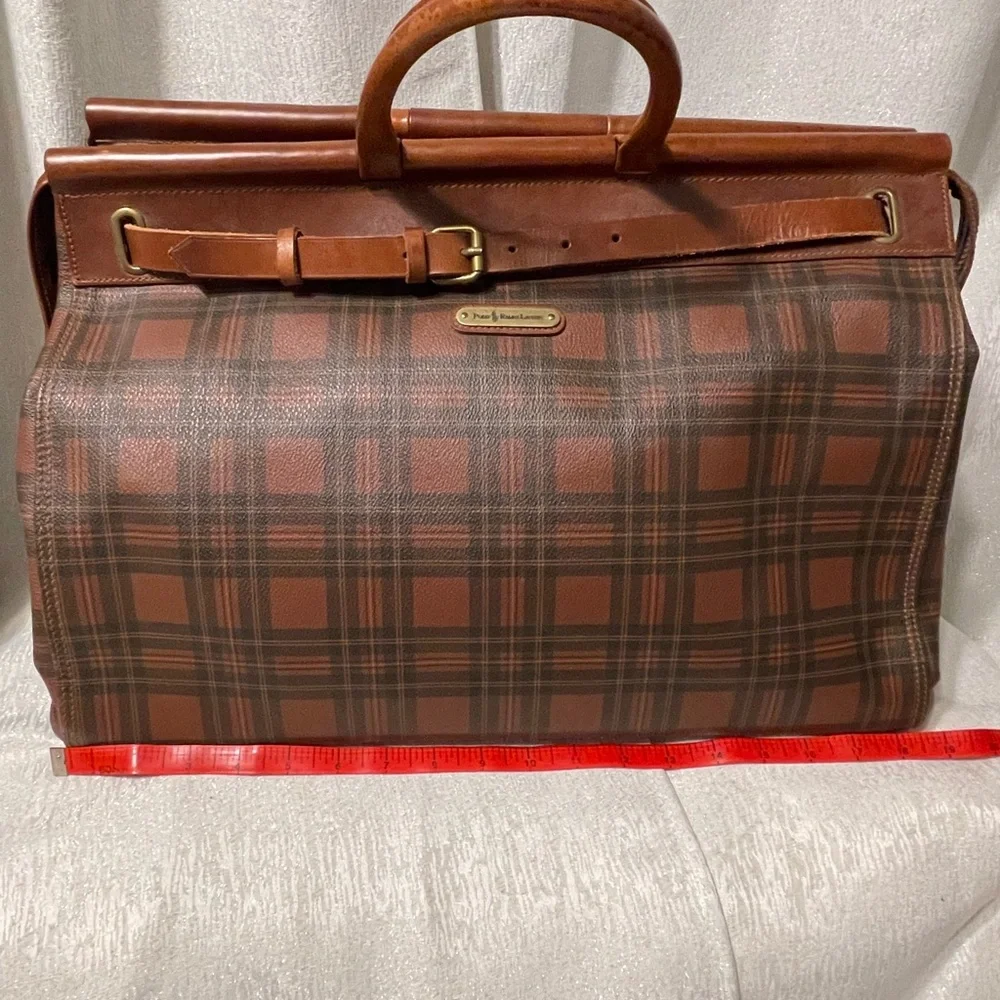 Vintage Polo Ralph Lauren Tartan Plaid Brown and Black Weekend Travel Bag